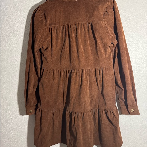 Sophie & Hailee Corduroy Button Up Tiered Mini Dress Size Small - Picture 5 of 5